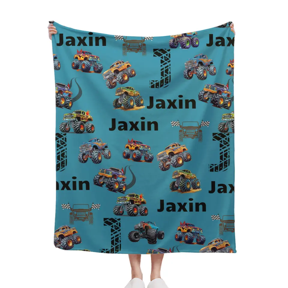 Personalized Monster Truck Child Name blanket