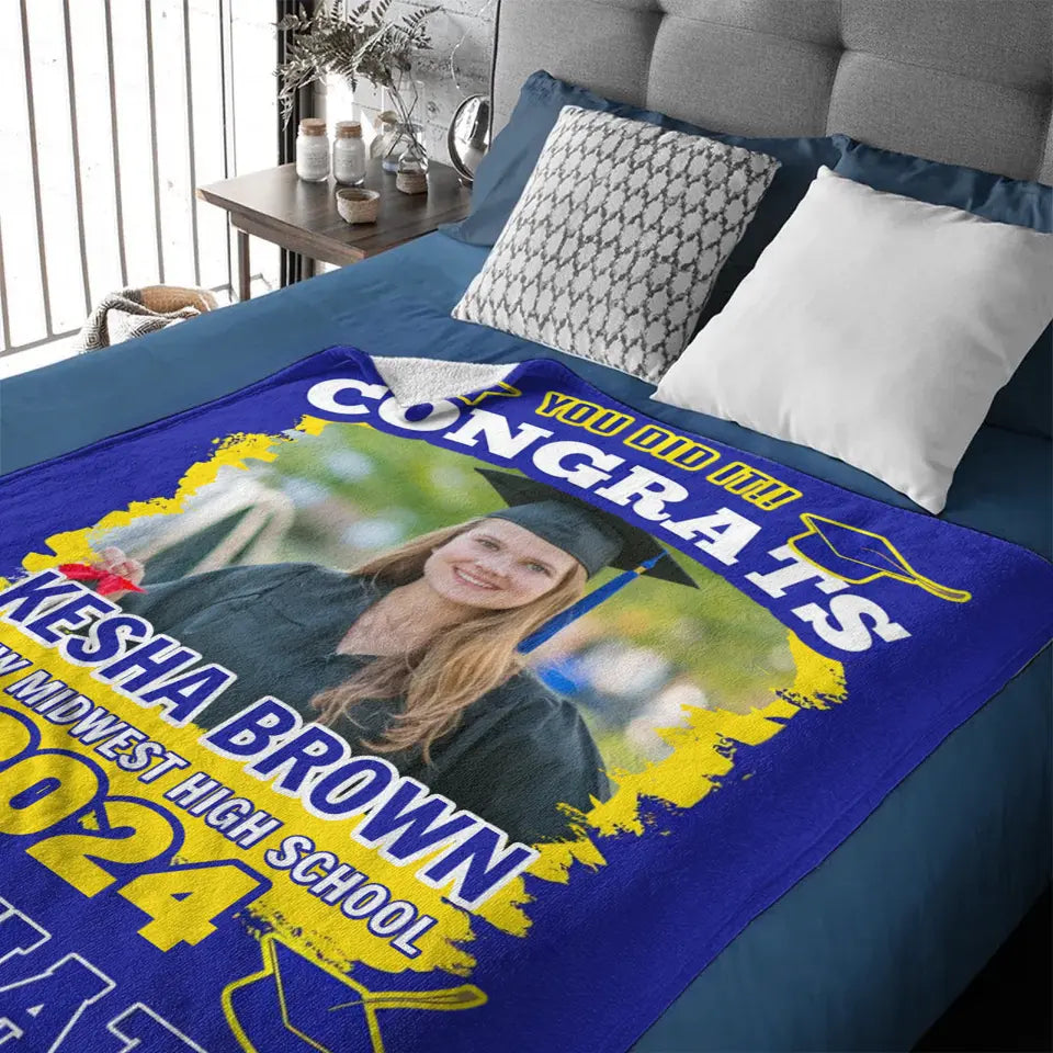 Customized Photo You Did It, Congratulations Graduation Blanket