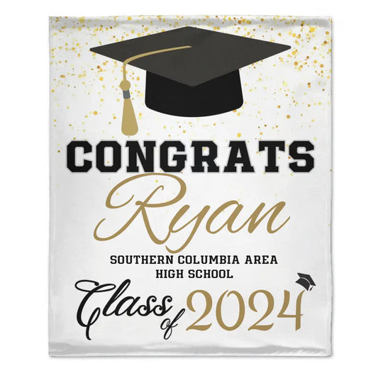 Personalized 2024 high school graduation blanket