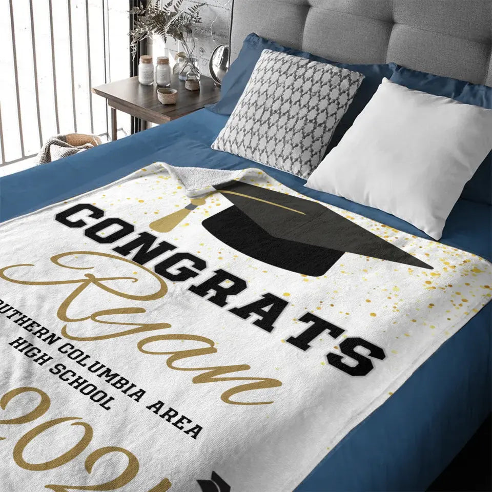 Personalized 2024 high school graduation blanket