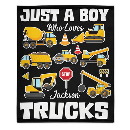 Personalized Custom Name Blanket - Fits Boys Truck Digger