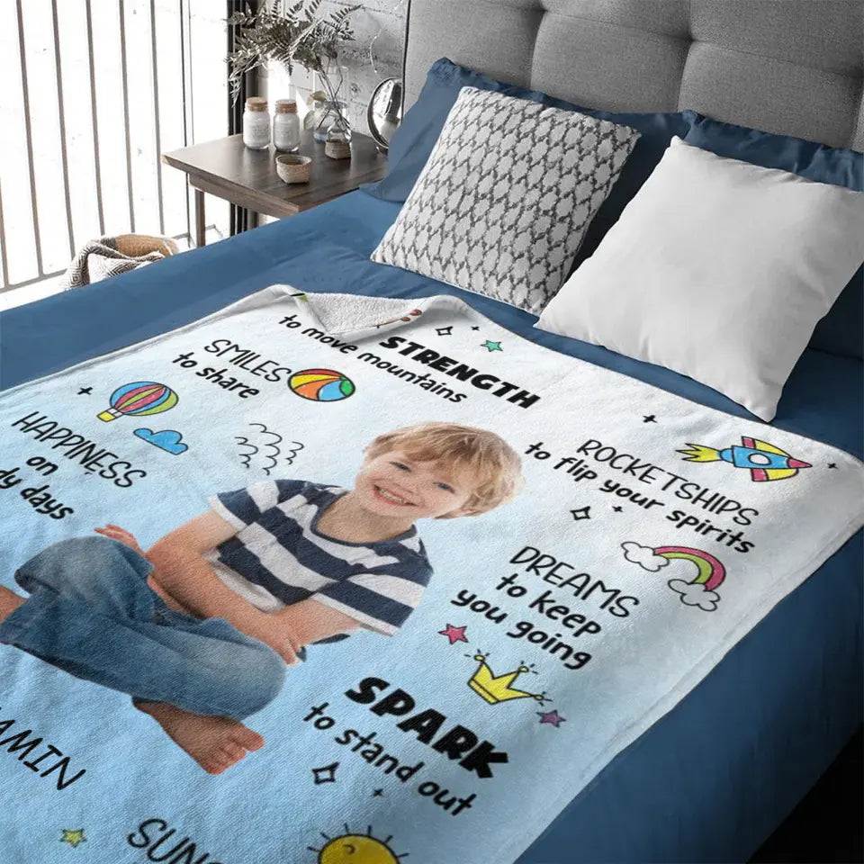 Personalized Custom Upload Photo Blanket, Inspiring Gift For Grandson