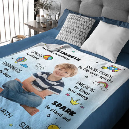 Personalized Custom Upload Photo Blanket, Inspiring Gift For Grandson