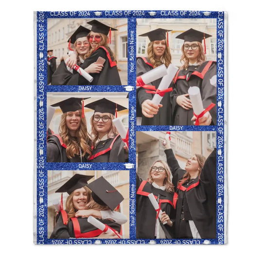 Personalized Custom Photo Graduation Blanket, Class of 2024 Gift