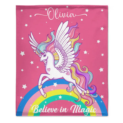 Unicorn Gifts Blanket -  Personalized Rainbow Stars Name Blanket