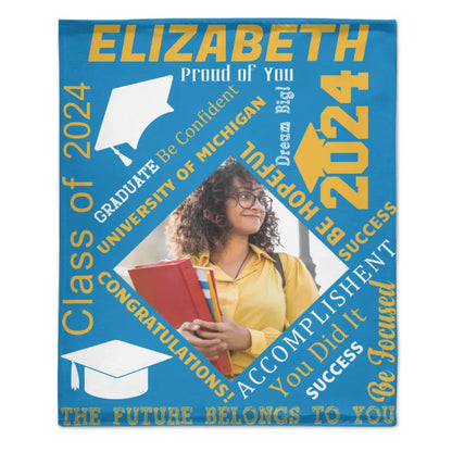 Personalized Blanket, Class of 2024 Blanket, College Graduation Gift For Her Or Him