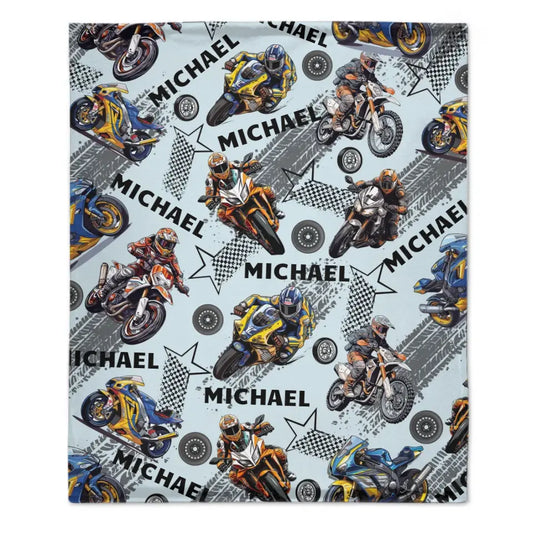 Custom Blanket with Name - Dirt Bikes