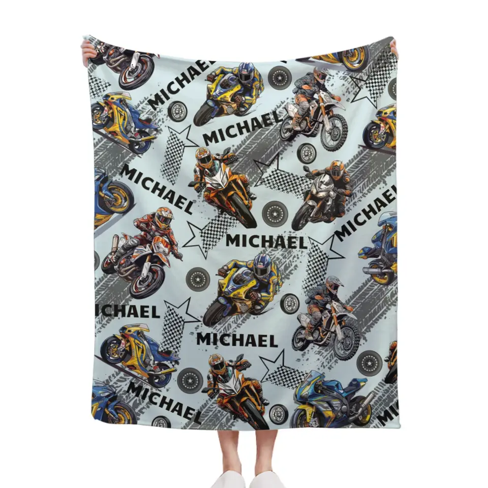 Custom Blanket with Name - Dirt Bikes