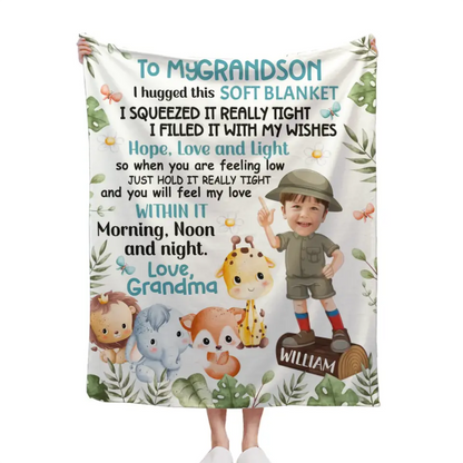 Personalized Custom Photo Blanket - Safari Animals Kids