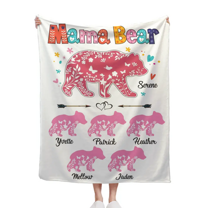 Personalized Mama Bear Colorful Blanket - Best Gift For Mother