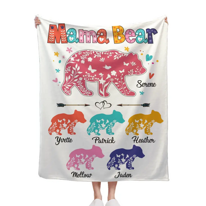 Personalized Mama Bear Colorful Blanket - Best Gift For Mother
