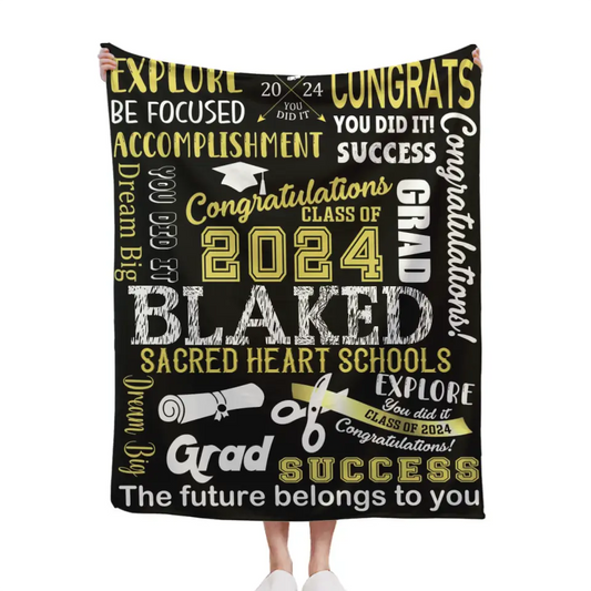 Personalized 2024 Graduation Blanket - Explore, Be Focused, Accomplishment and The Future Belong To You