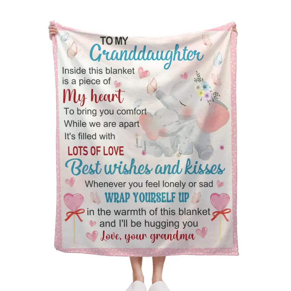 Personalized Elephant Baby Custom Name, Inside This Blankets is A Piece of My Heart