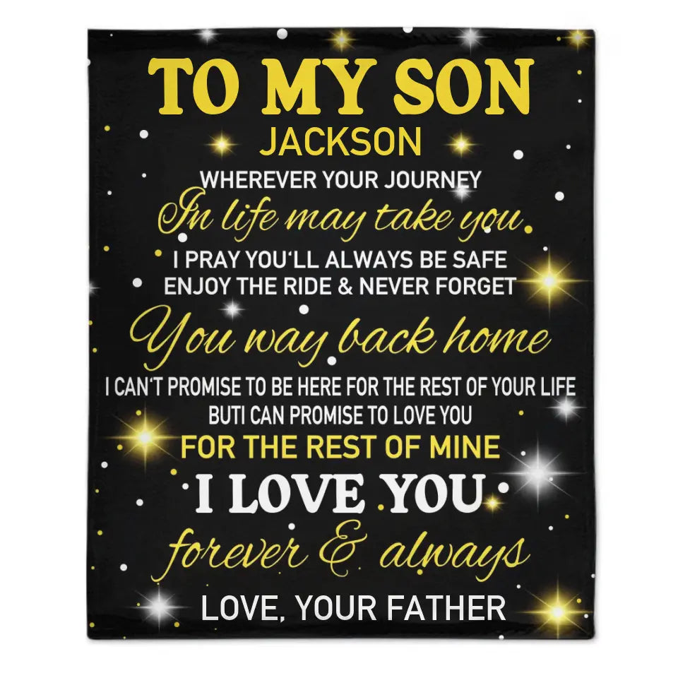 Custom to My Son Blanket from Mom or Dad, Personalized Name Gift Blanket for Boys