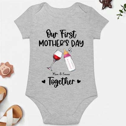Personalized Baby Onesie/ T-shirt - Mother's Day Gift Idea For Baby/Mom - Our First Mother's Day Together