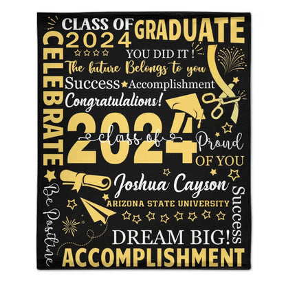 Personalized Class of 2024 Graduation Blankets, Years Are Separated
