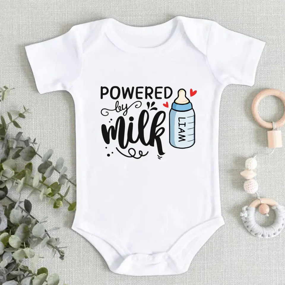 Powered By Milk - Family Personalized Custom Baby Onesie