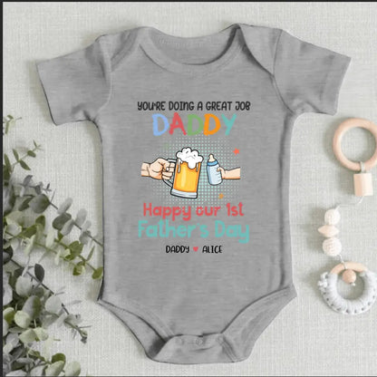 You're Doing A Great Job Daddy - Family Personalized Custom Baby Onesie - Baby Shower Gift, Gift For First Dad