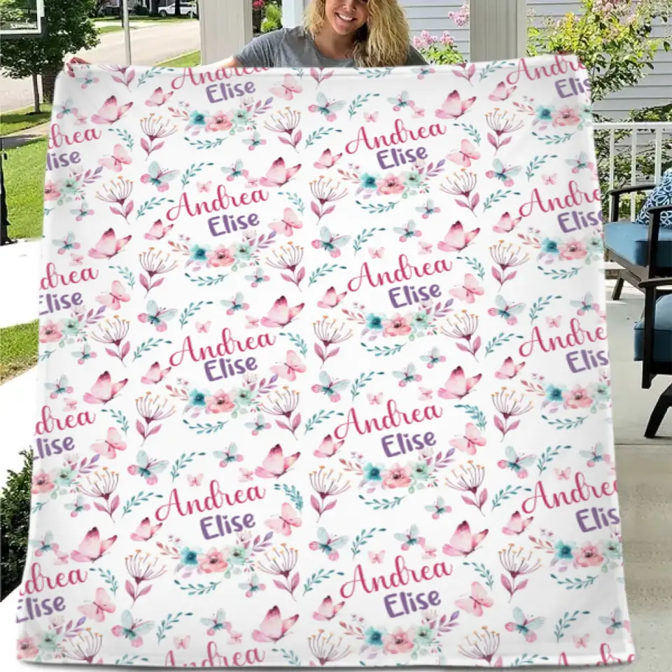 Butterfly Nursery Theme, Baby Girl Blanket With Name