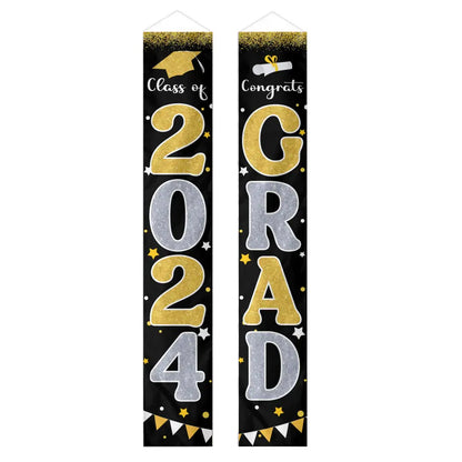 Graduation Decorations 2024 GRAD Flash Banner Porch Door Sign