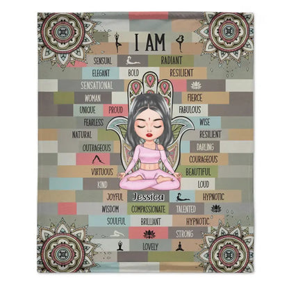 I Am Fearless - Personalized Custom Blanket - Gift For Yoga Lovers