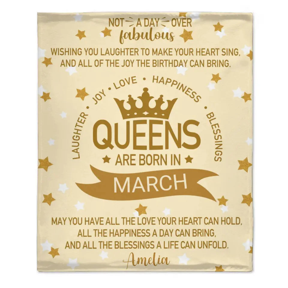 Queens Are Born In - Personalized Blanket Gifts For Girls Wife Mom Grandma...