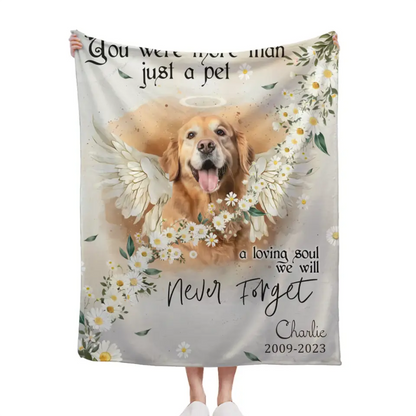 Custom Personalized Memorial Pet Photo Blanket - Memorial Gift Idea for Dog/Cat Owners - You Were More Than Just A Pet