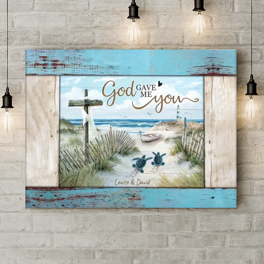 Loving Sea Turtles Couple Gift Personalized Canvas