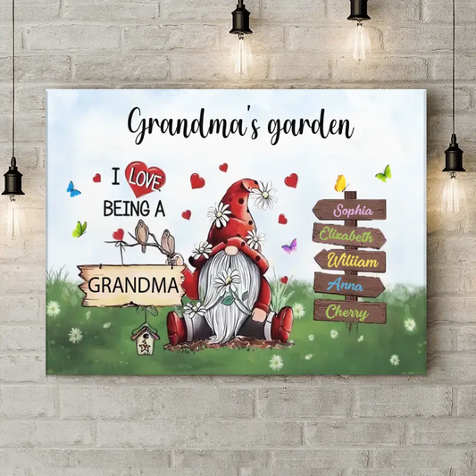 Love Being A Grandma - Family Personalized Custom Horizontal Canvas