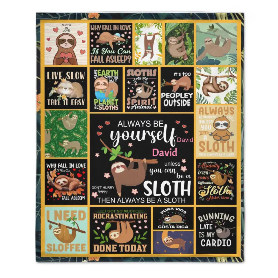 Personalized 20 Cute Sloth Custom Baby Blanket