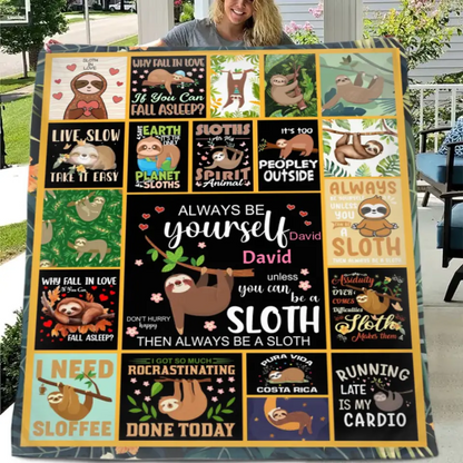 Personalized 20 Cute Sloth Custom Baby Blanket