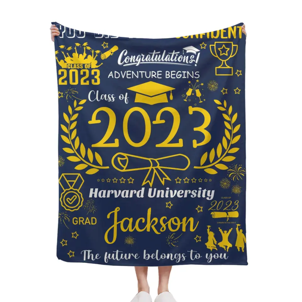 Personalized Medal Congratulations Graduation Blanket