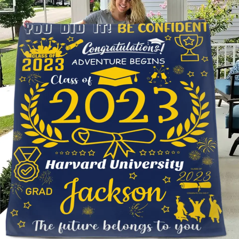 Personalized Medal Congratulations Graduation Blanket