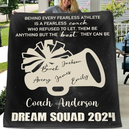 Personalized Big Speaker Cheerleading Team Blanket, Customized Team Coach Name