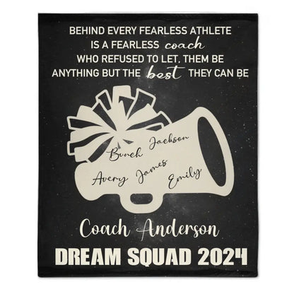 Personalized Big Speaker Cheerleading Team Blanket, Customized Team Coach Name