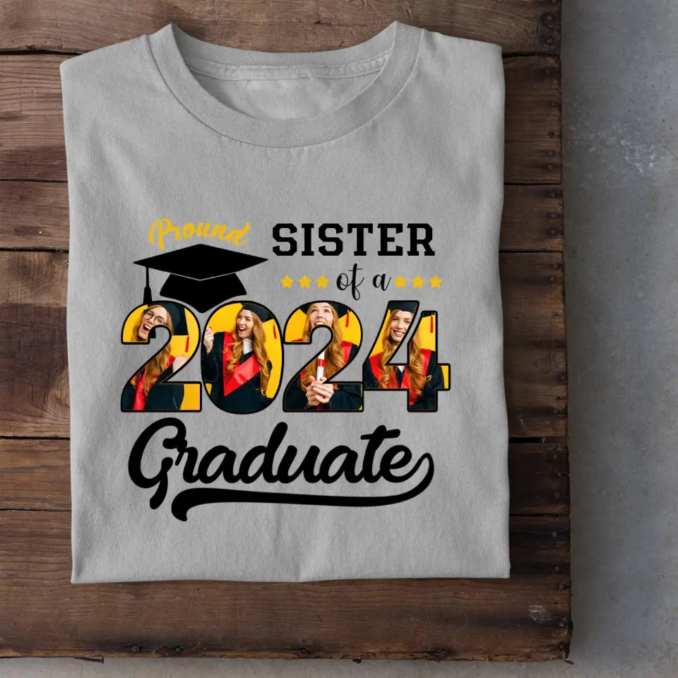 Custom Vintage Photos T-Shirt, Proud Family Team of a 2024 Graduation