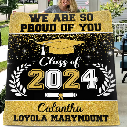 Personalized Glitter Background Blanket Best Gift Idea Graduation Class of Senior Gift