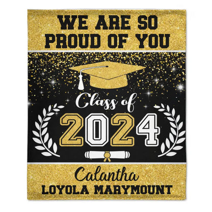 Personalized Glitter Background Blanket Best Gift Idea Graduation Class of Senior Gift