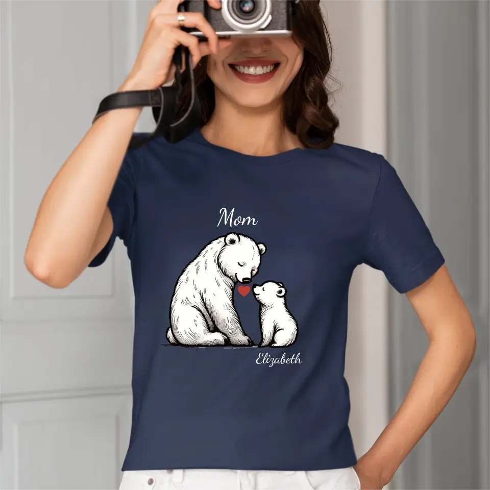 Customized bear children's cotton T-shirt with personalized name