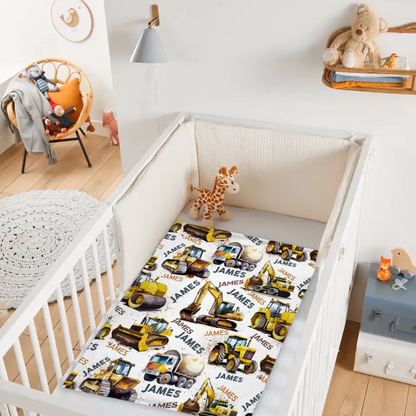 Personalized Construction Truck Blanket, Custom Kids Blanket With Name