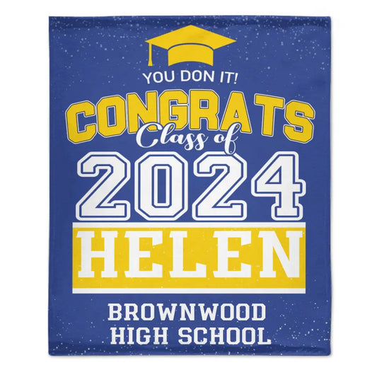 Personalized Custom Graduation Class of 2024 Sign Blanket