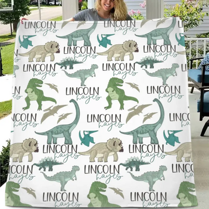 Personalized Dinosaur Park Name Blanket