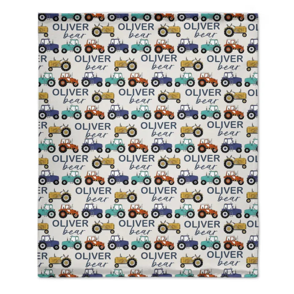 Cartoon Small Tractor Personalized Kid's Blanket