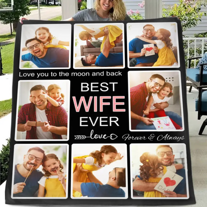 Personalized Family Blankets with Picture to Best Dad Mom Grands Ever