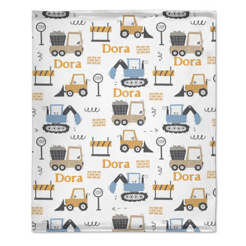 Personalized Name Baby Blanket, Customized Boy Car Blanket, Baby Gift