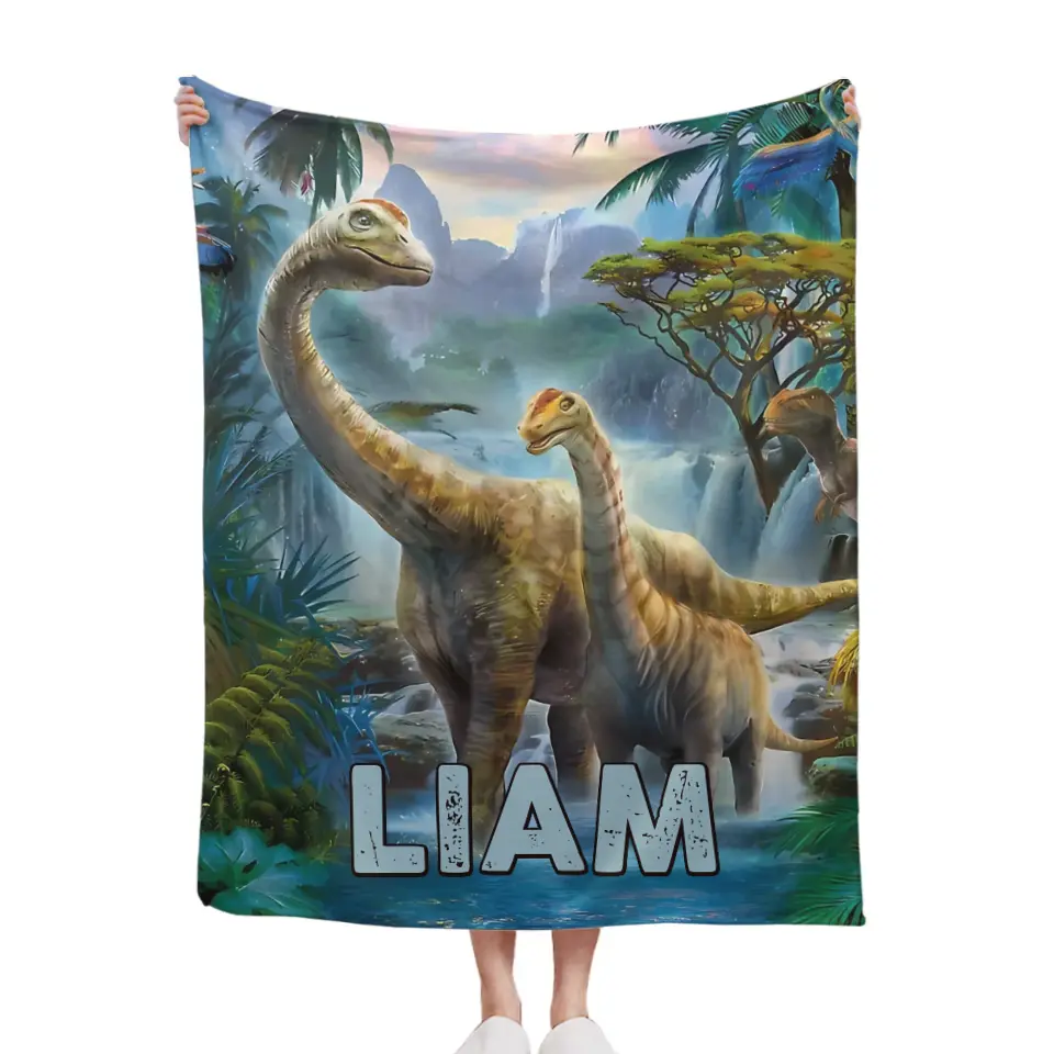 Jurassic Dinosaur - Personalized Name Blanket for Kids