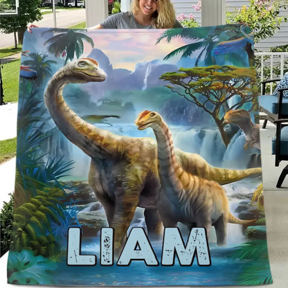 Jurassic Dinosaur - Personalized Name Blanket for Kids