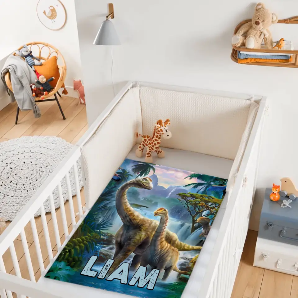 Jurassic Dinosaur - Personalized Name Blanket for Kids