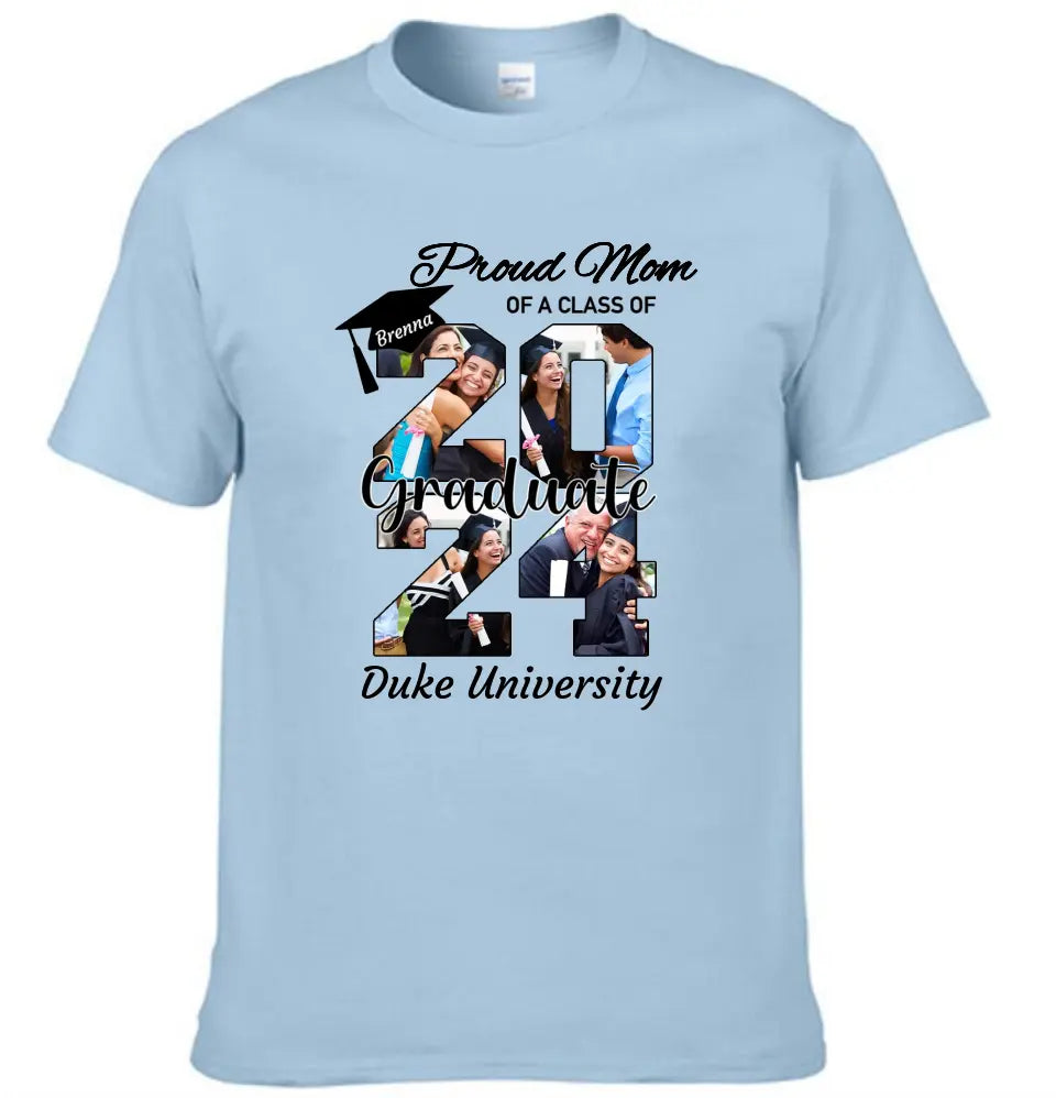 Personalized Graduation T-Shirt - Customized Name, Year and  4 Photos, Gift for Graduates