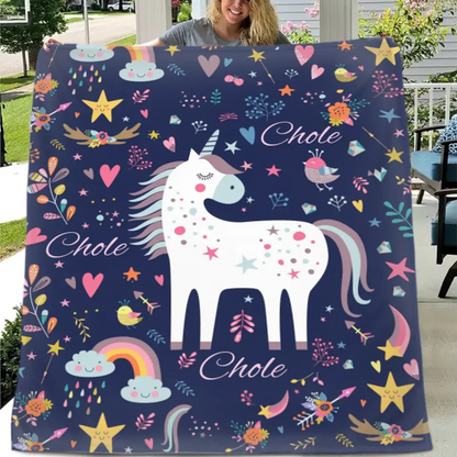 Gift For Granddaughter - Personalized Unicorn Name Custom Blanket